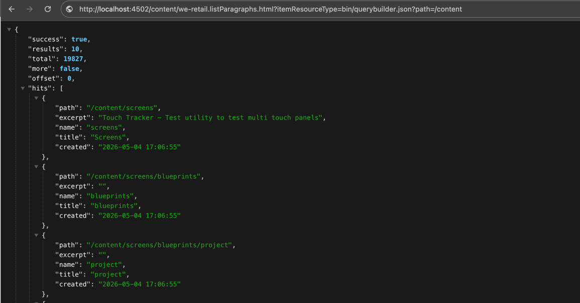 listParagraphs running querybuilder